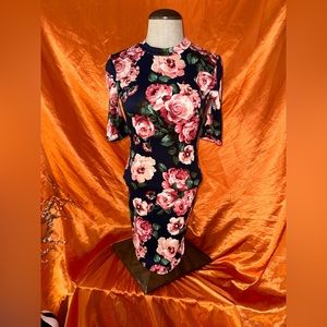 High neckline flower dress
